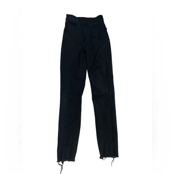 American Eagle Next Level stretch jeggings black jeans 000 skinny slit at ankle - Picture 3 of 7